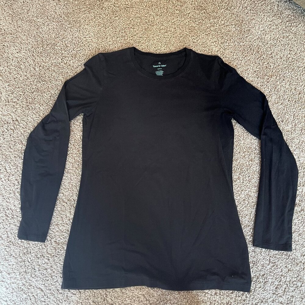 Women's Second Skin Long Sleeve Crew Neck Tee - Black / Medium